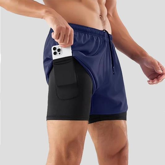 Shorts de sport homme noir et bleu