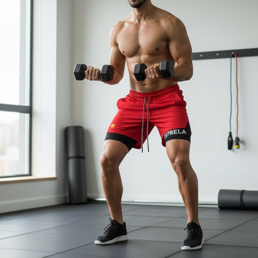 Short sport court pour homme rouge